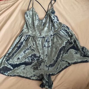 Light blue velvet romper